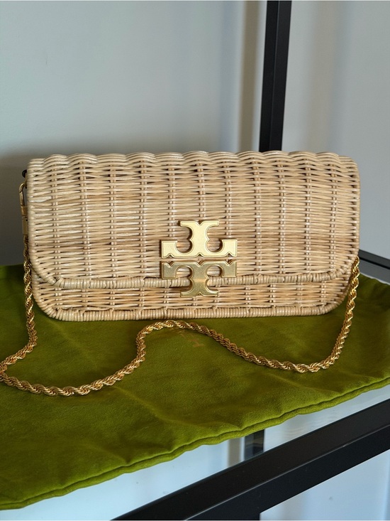 Tory Burch Handbags - Tory Burch Eleanor Wicker Clutch with Gold Chain